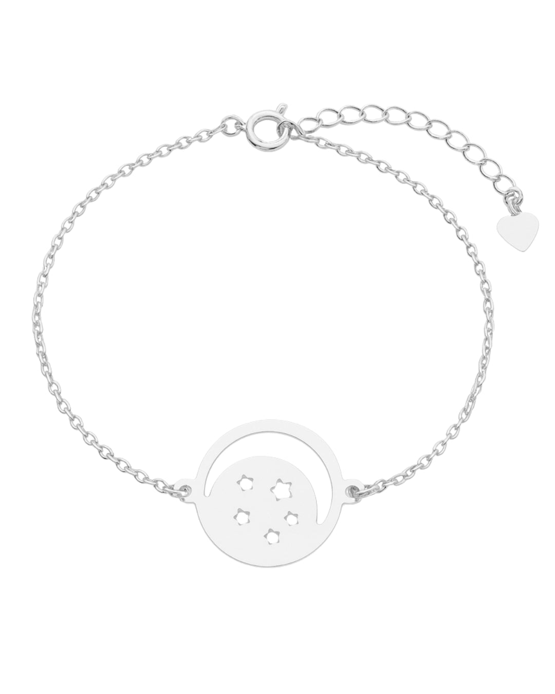 Pulseira Lua & Estrelas em Prata Semijoia Minimalista Delicada