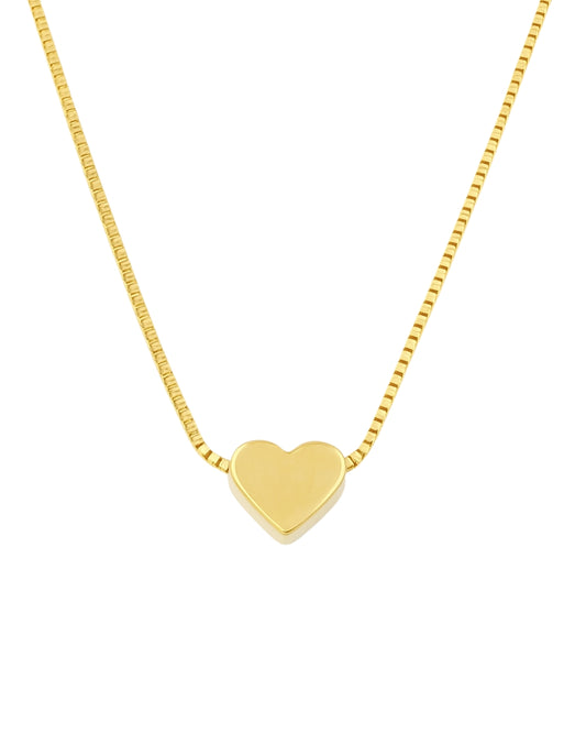 Colar Coração Liso em Ouro Semijoia Minimalista