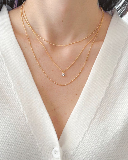 Kit 3 Colares Ponto de Luz em Ouro Semijoia Minimalista