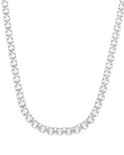 Colar Elo Grumet Duplo em Prata Semijoia Fecho Cadeado