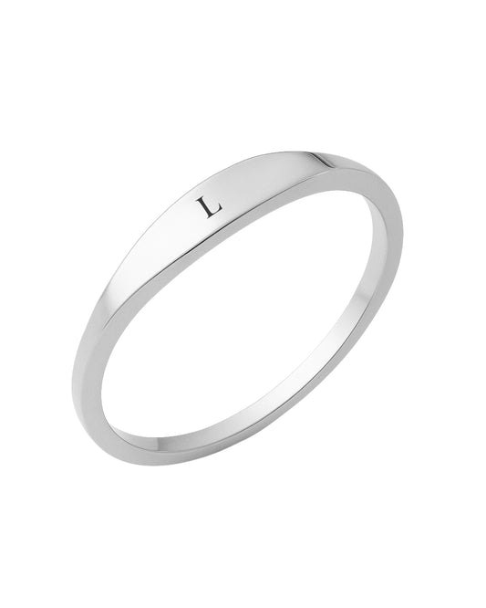Anel Personalizado com Inicial em Prata Aço Inox Aliança Unissex Exclusiva