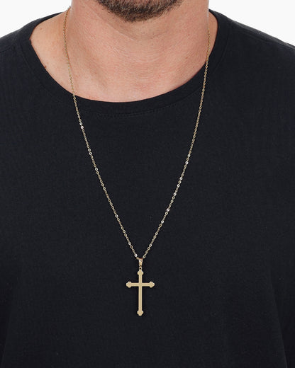 Colar Cruz em Ouro Símbolo de Fé Proteção Semijoia Masculino
