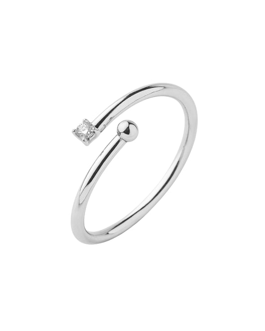 Anel Ponto de Luz com Zircônia em Prata Semijoia Regulável