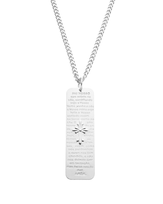 Colar Placa Pai Nosso - Prata