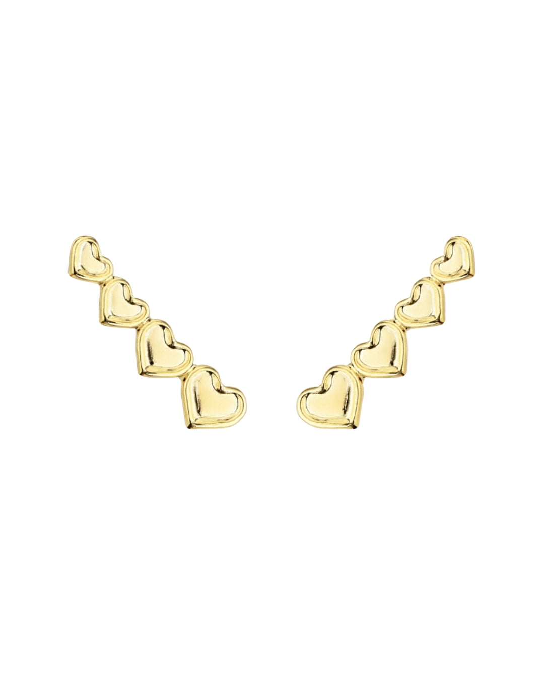 Brinco Ear Cuff Corações - Ouro