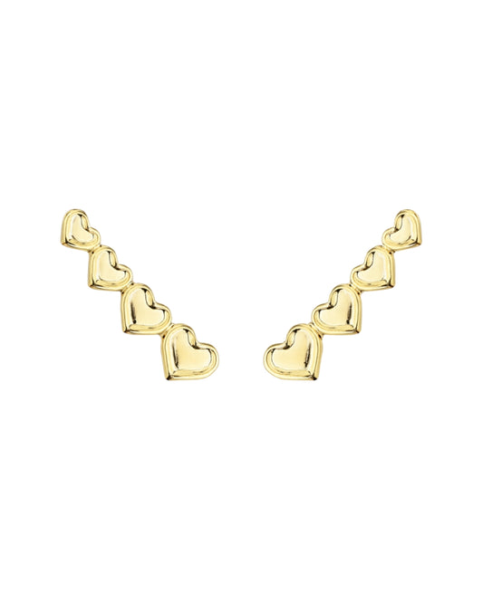 Brinco Ear Cuff Corações - Ouro