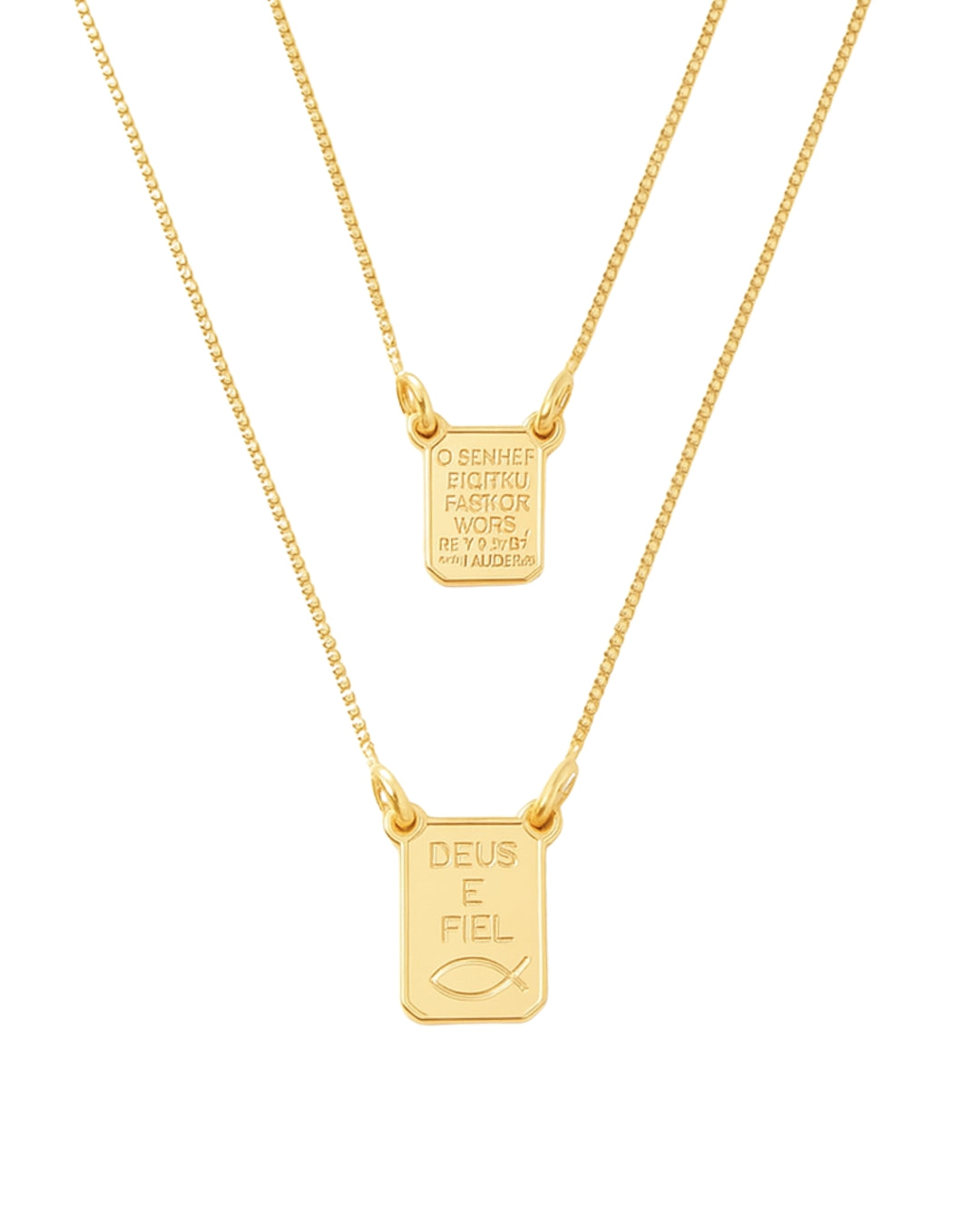 Escapulário Deus é Fiel em Ouro Semijoia Símbolo Fé Unissex