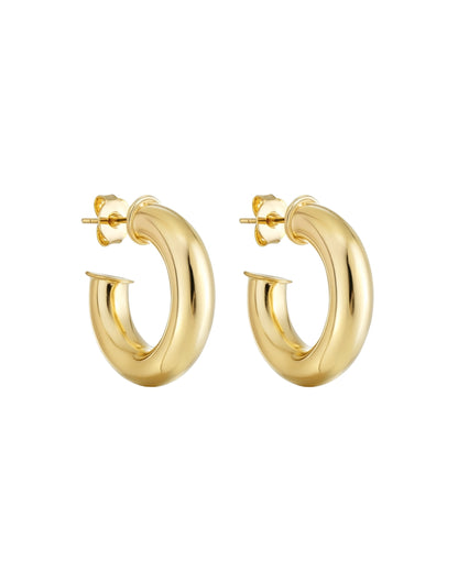 Brinco Argola Tubo Lisa em Ouro Semijoia