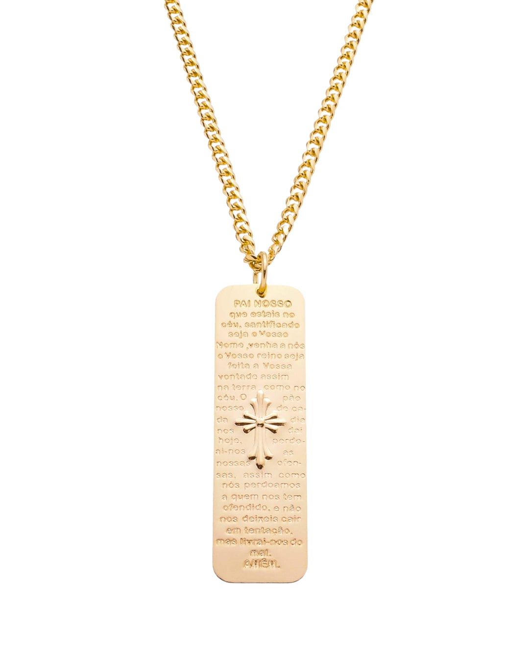 Colar Placa Pai Nosso - Ouro