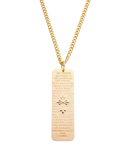 Colar Placa Pai Nosso - Ouro