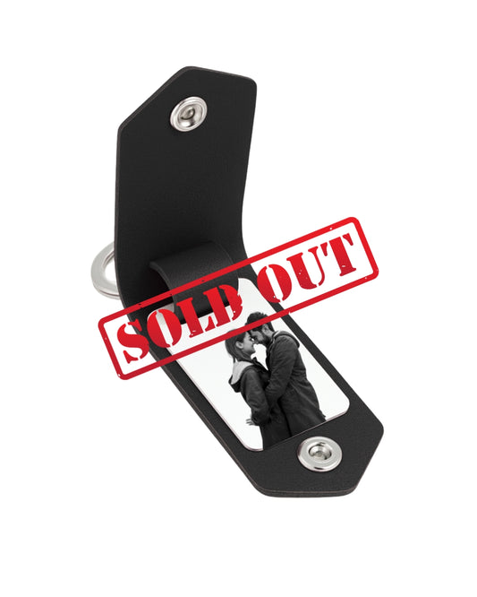 Chaveiro Couro Preto Imagem Retrato