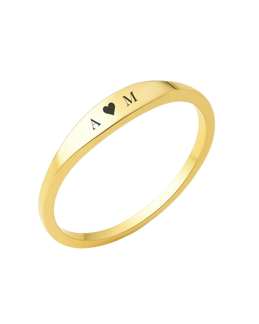 Anel Personalizado com Iniciais em Ouro Aço Inox Aliança Unissex Exclusiva