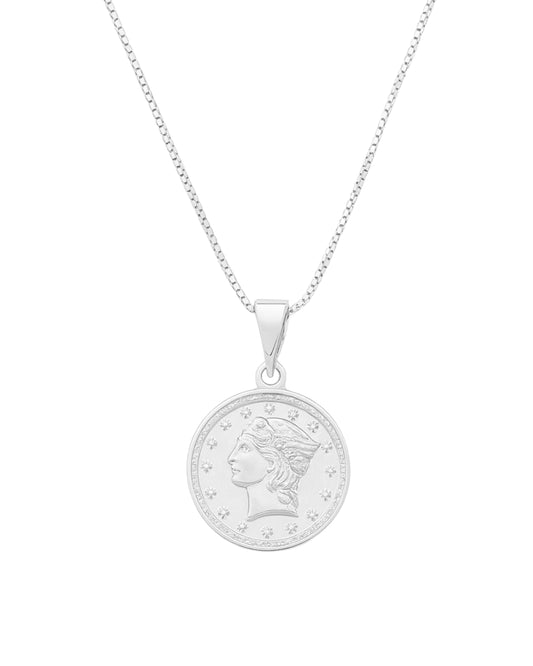 Colar Medalha Imperial em Prata Semijoia Clássica Atemporal