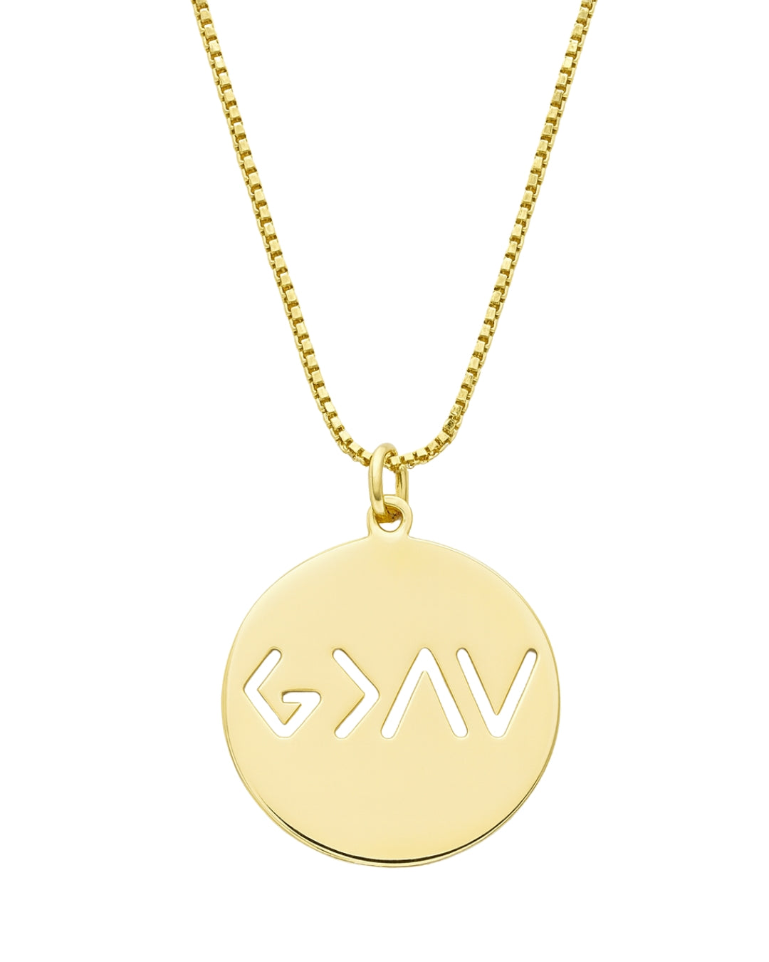 Colar Símbolos em Ouro Semijoia Símbolo Deus é Maior que Altos e Baixos