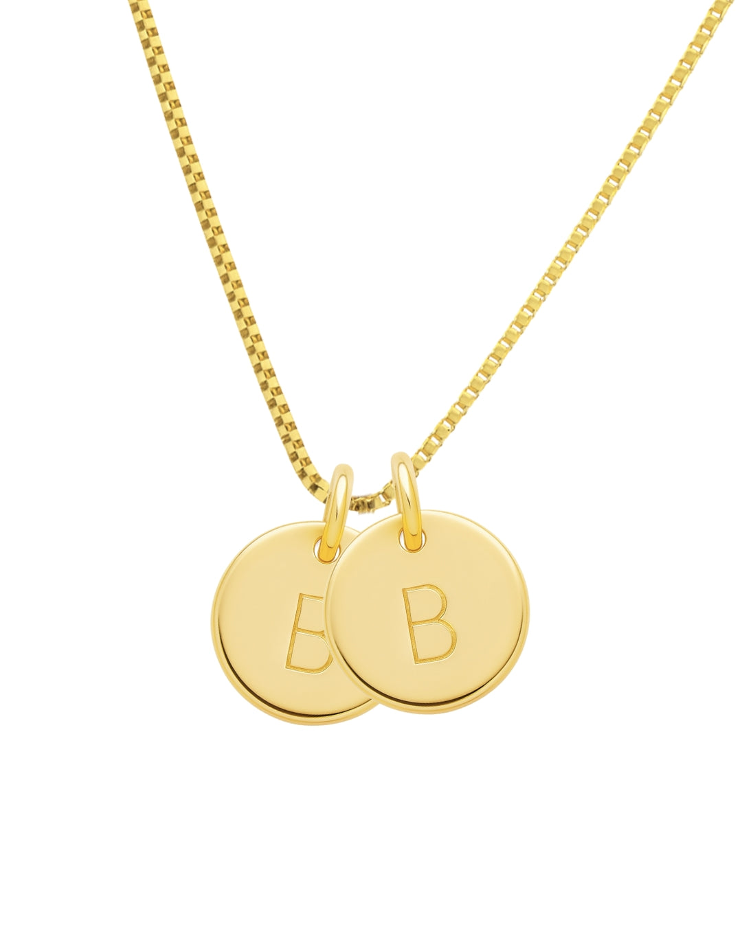 Colar Medalhas 9mm com Inicial Punção em Ouro Semijoia Unissex