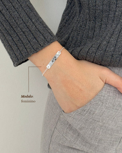 Pulseira Placa Com Olhar - Prata