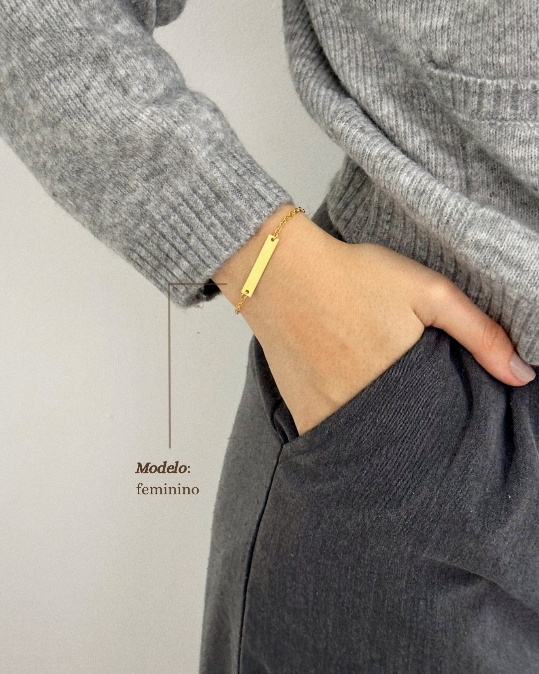 Pulseira Placa Com Olhar - Ouro