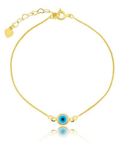 Pulseira Olho Grego em Ouro Semijoia Amuleto Sorte e Proteção