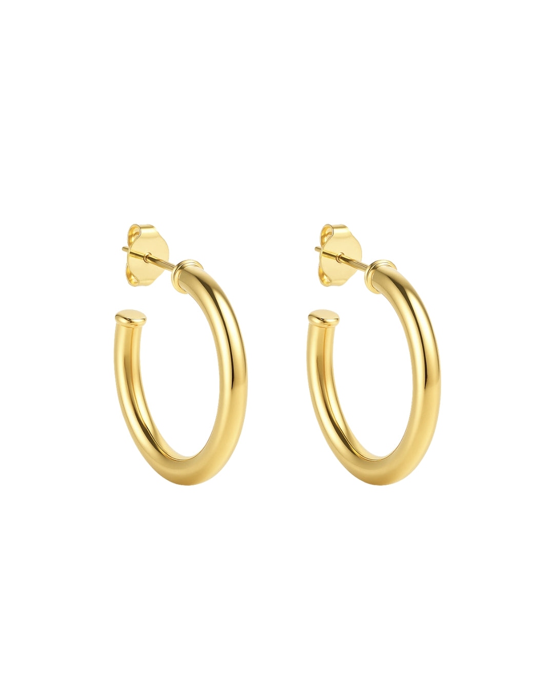 Brinco Argola Média Lisa em Ouro Semijoia Minimalista