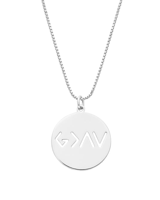 Colar Símbolos em Prata Semijoia Símbolo Deus é Maior que Altos e Baixos