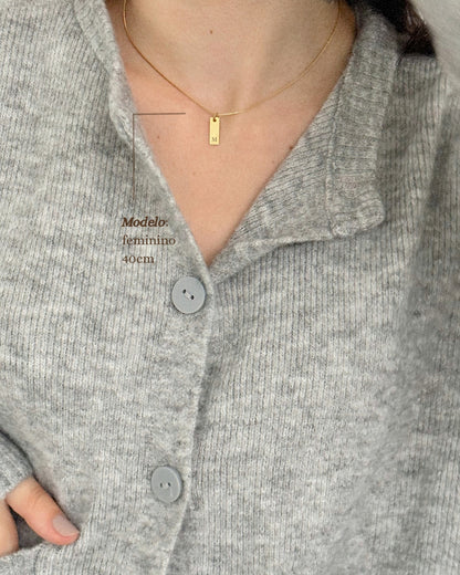 Colar Retangular Inicial - Ouro