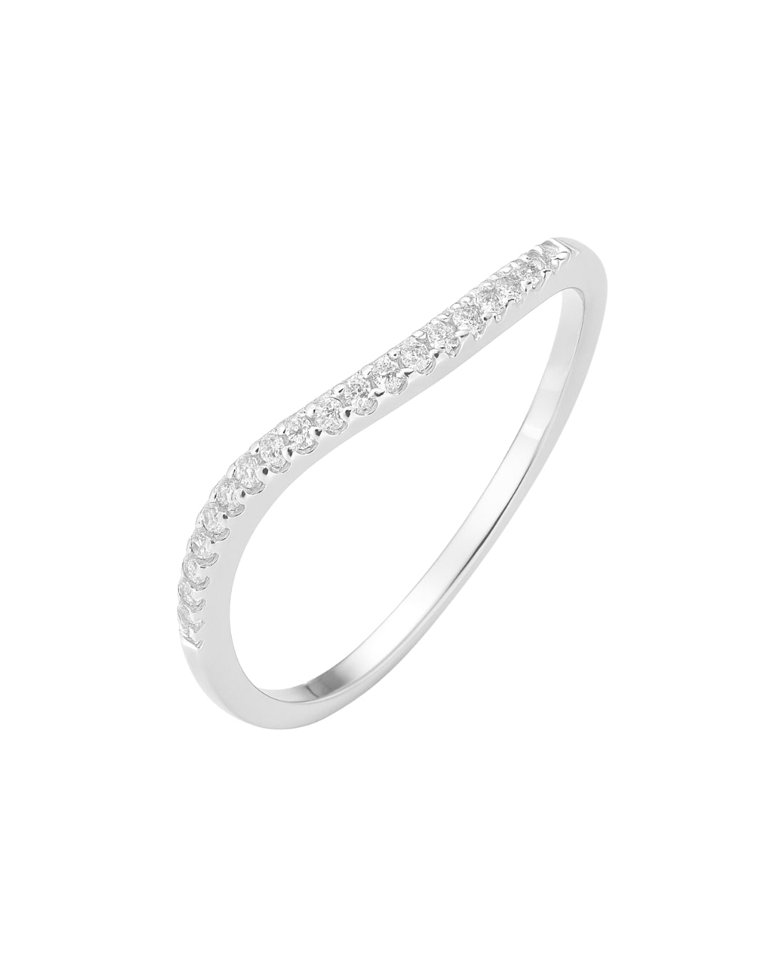 Anel Fino com Zircônias Cravejado em Prata Semijoia Minimalista