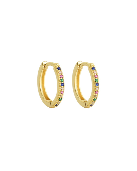 Brinco Argola Colorida Cravejada (P) em Ouro Semijoia Minimalista