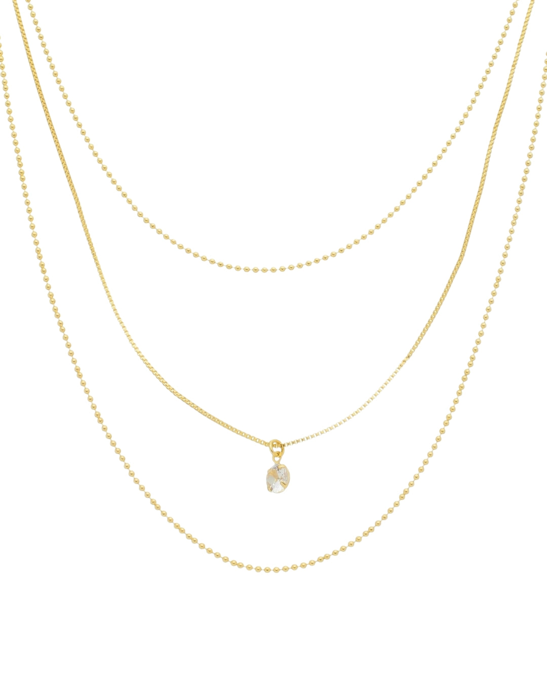 Kit 3 Colares Ponto de Luz em Ouro Semijoia Minimalista