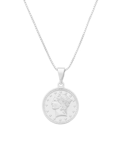 Colar Medalha Imperial em Prata Semijoia Clássica Atemporal