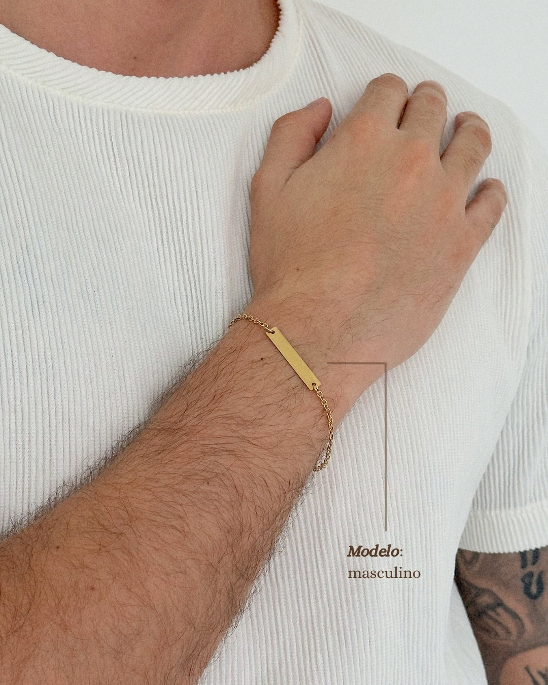 Pulseira Placa Com Olhar - Ouro