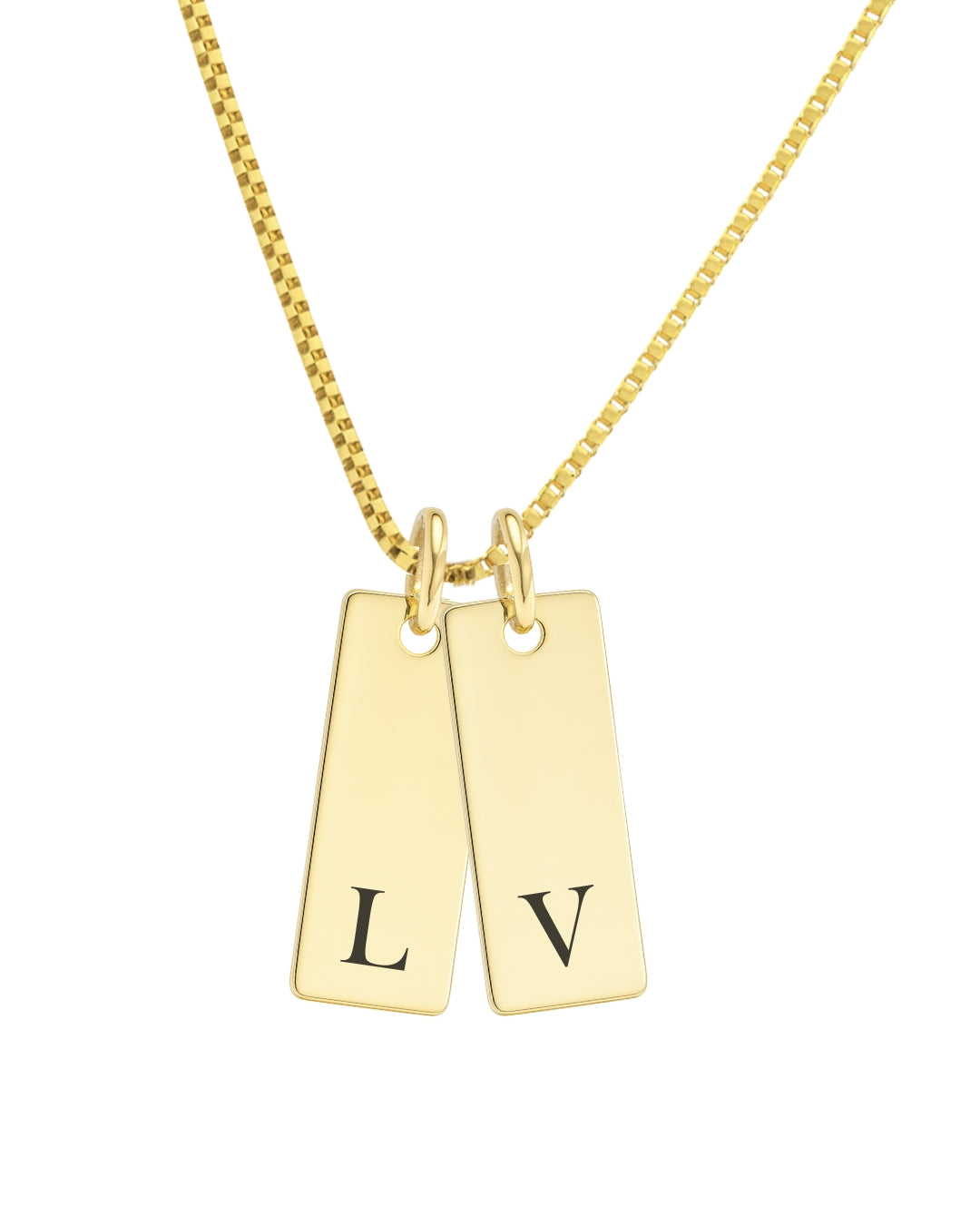 Colar Placa P com Iniciais em Ouro Semijoia Unissex Minimalista