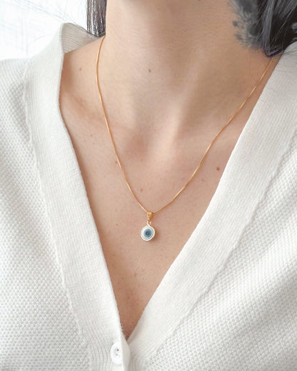 Colar Olho Grego em Ouro Amuleto de Proteção Semijoia Atemporal