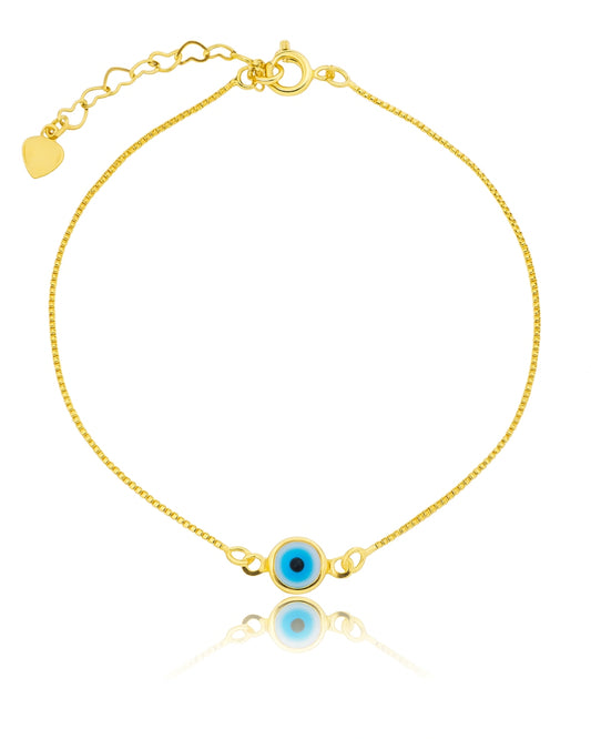 Pulseira Olho Grego em Ouro Semijoia Amuleto Sorte e Proteção