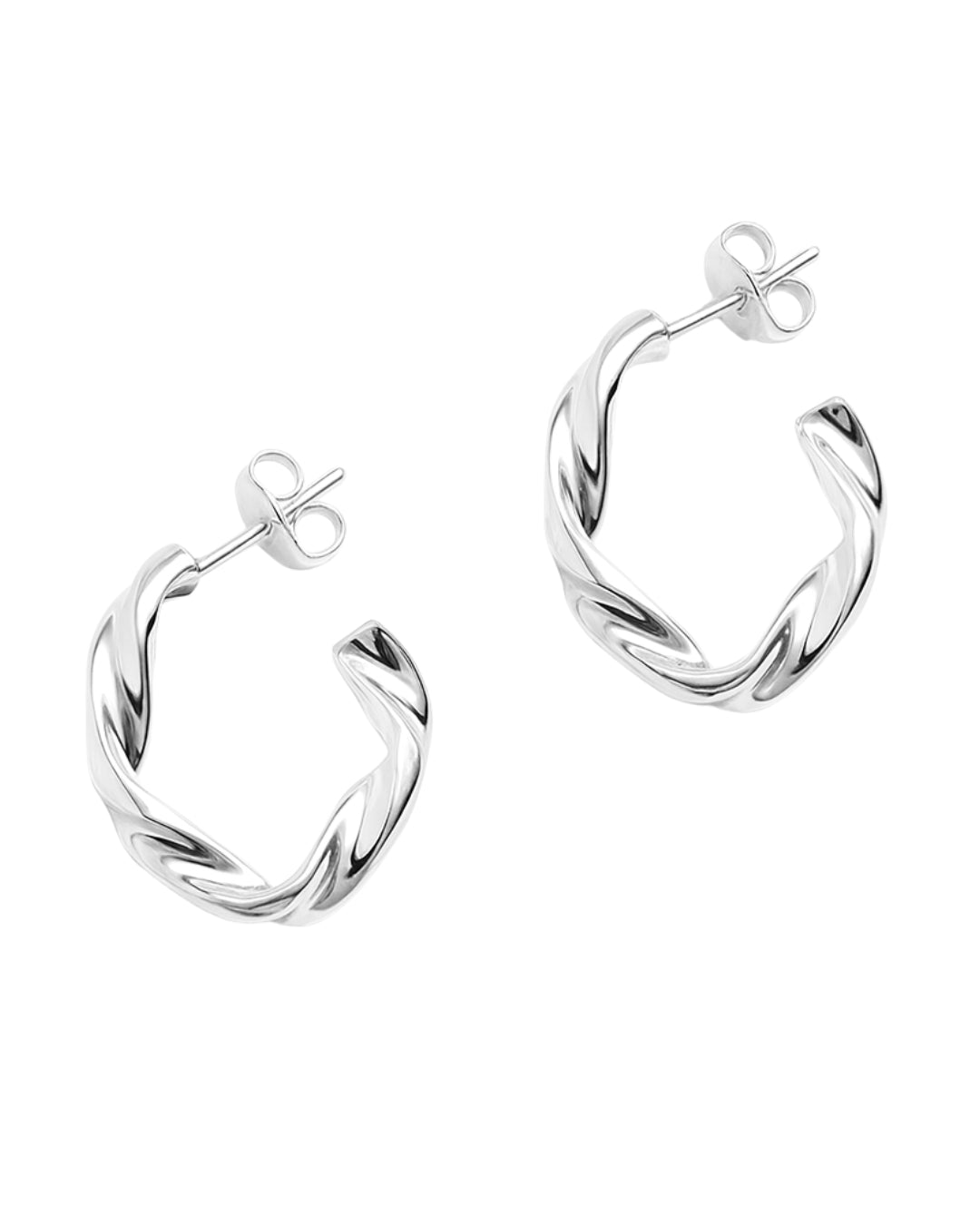 Brinco Argola Fina Torcida em Prata Semijoia Delicada