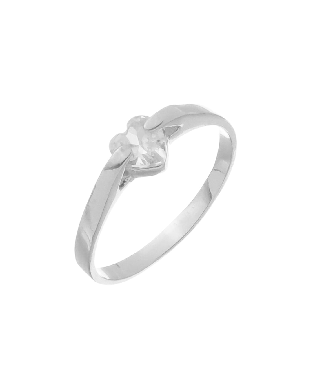 Anel Solitário Coração em Prata com Zircônia Semijoia Romântica