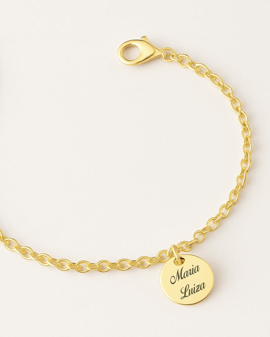 Grave o Seu Nome - Pulseira Medalha 10mm