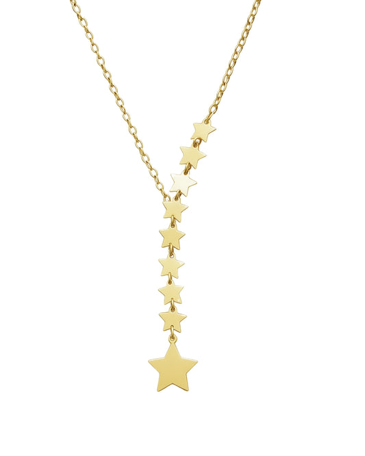 Colar Gravata Estrelas em Ouro Semijoia Minimalista