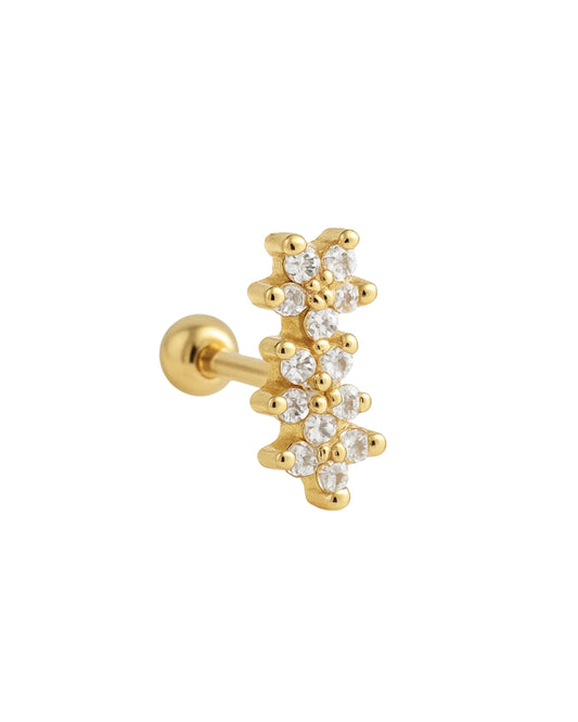 Piercing Três Estrelas Cravejadas em Ouro Semijoia Minimalista Zircônias