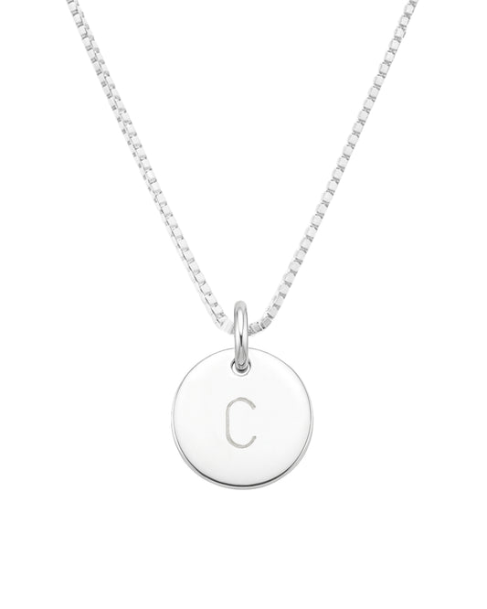 Colar Medalha 9mm com Inicial Punção em Prata Semijoia Unissex