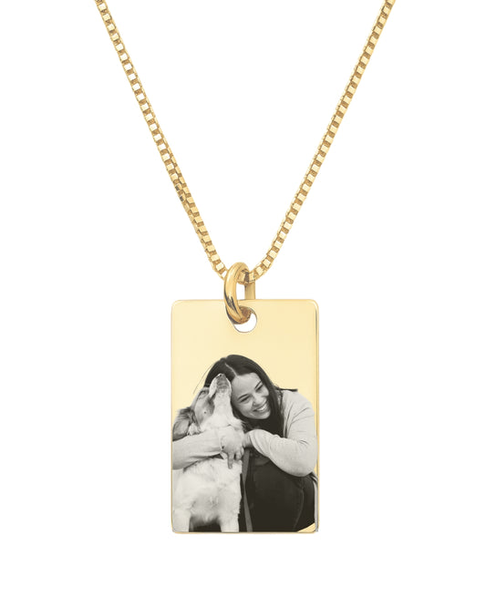 Colar Placa Foto Retrato - Ouro