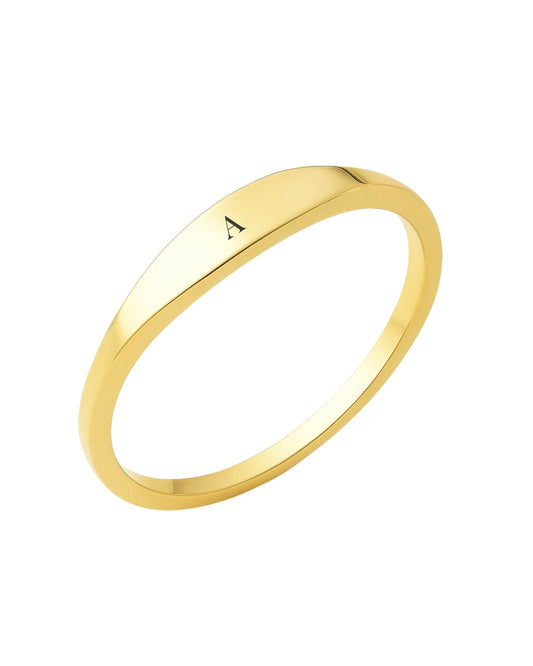 Anel Personalizado com Inicial em Ouro Aço Inox Aliança Unissex Exclusiva