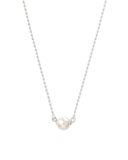 Colar com Pérola Clássica em Prata Semijoia Delicada Atemporal