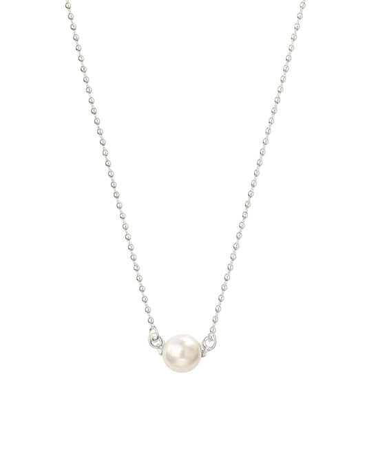 Colar com Pérola Clássica em Prata Semijoia Delicada Atemporal