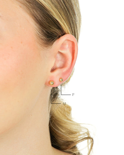 Brinco Esfera ABS P em Ouro Semijoia Clássica Atemporal