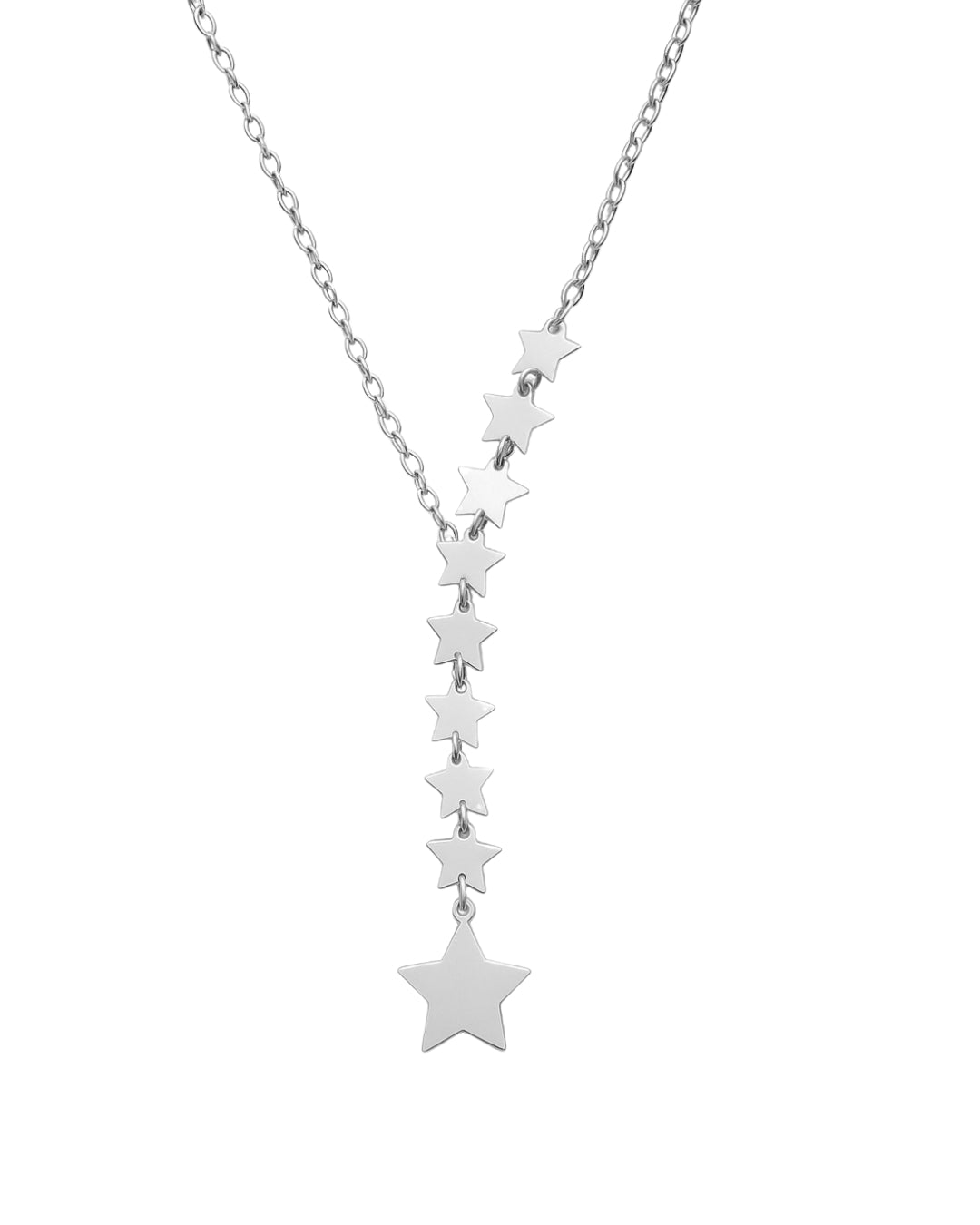 Colar Gravata Estrelas em Prata Semijoia Minimalista