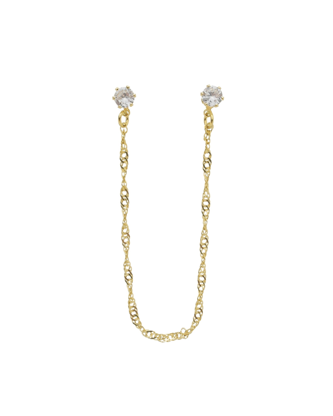 Brinco Corrente Ponto de Luz em Ouro Semijoia Singapura