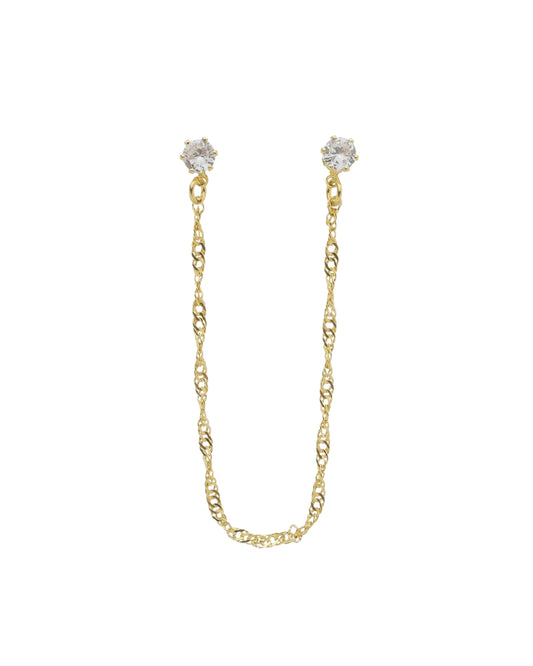 Brinco Corrente Ponto de Luz em Ouro Semijoia Singapura