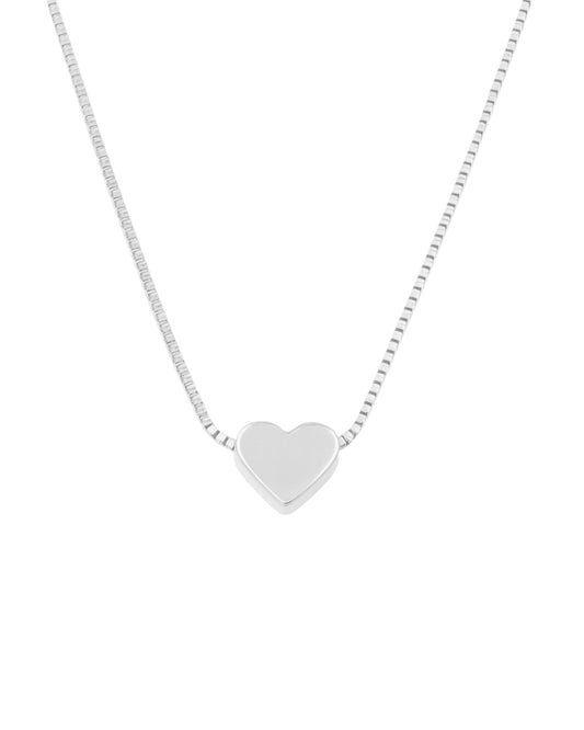Colar Coração Liso em Prata Semijoia Minimalista