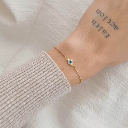 Pulseira Olho Grego em Ouro Semijoia Amuleto Sorte e Proteção
