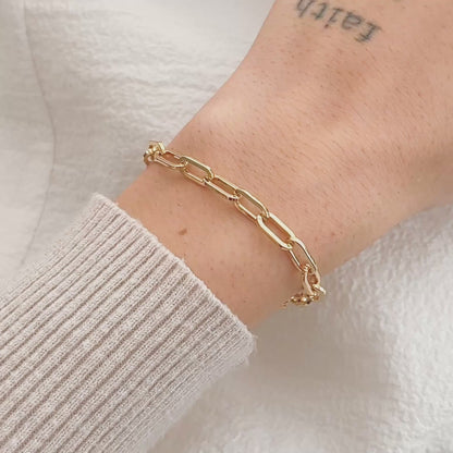 Pulseira Elos Corrente em Ouro Semijoia Moderna Sofisticada